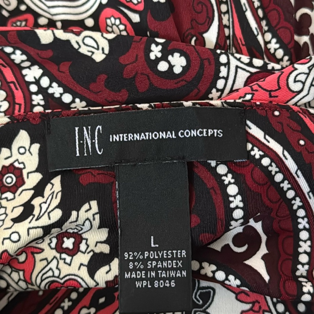 INC International Concepts Red and Black Paisley Dress - Picture 3 of 7